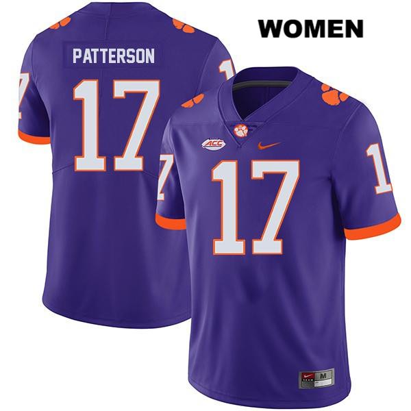 Women's Clemson Tigers #17 Kane Patterson Stitched Purple Legend Authentic Nike NCAA College Football Jersey POI0046CL